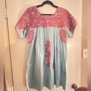 Light blue dress with pink details- size large